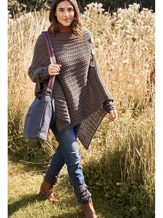 Zdjęcie produktu Poncho z guzikami BonPrix szary