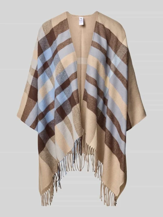 Zdjęcie produktu Poncho w dzianinowej optyce o kroju relaxed fit Fraas Orzechowy melanż