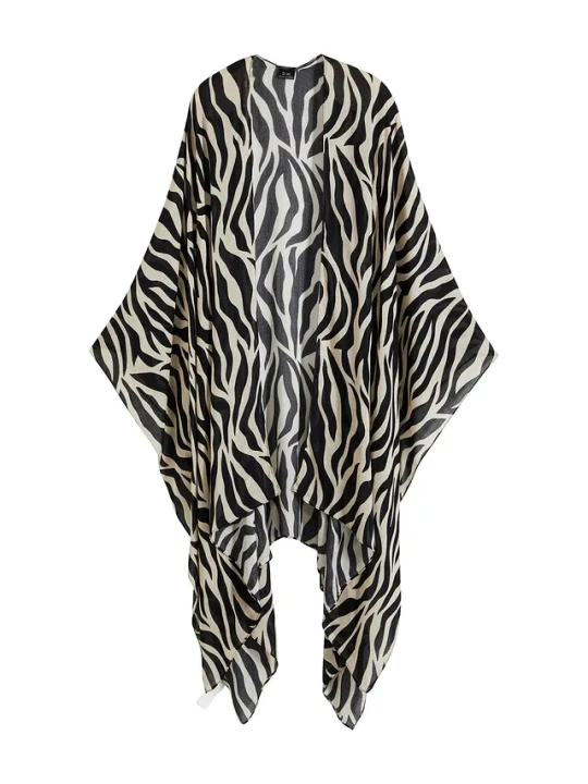 Zdjęcie produktu Poncho w paski zebry BonPrix czarny