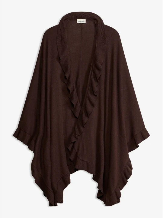 Zdjęcie produktu Poncho z domieszką kaszmiru BonPrix brązowy