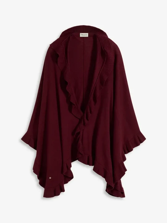 Zdjęcie produktu Poncho z domieszką kaszmiru BonPrix czerwony