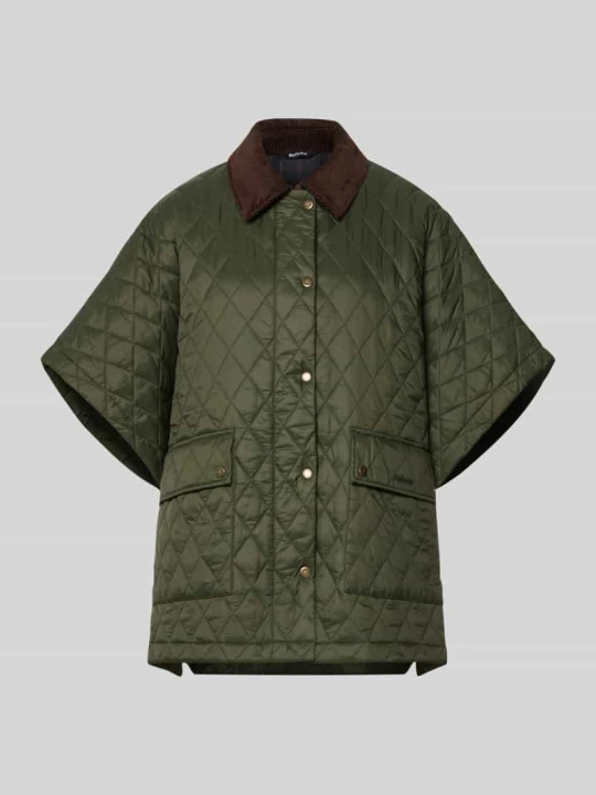 Zdjęcie produktu Ponczo o kroju oversized z wykładanym kołnierzem model 'MILDRED QUILTED CAPE' Barbour Oliwkowy