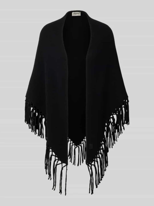 Zdjęcie produktu Ponczo z czystej żywej wełny z frędzlami model 'TORNADO' Weekend Max Mara Czarny