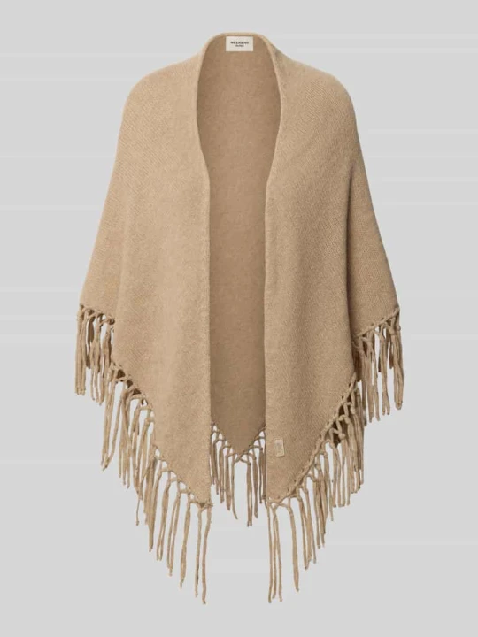 Zdjęcie produktu Ponczo z czystej żywej wełny z frędzlami model 'TORNADO' Weekend Max Mara Piaskowy