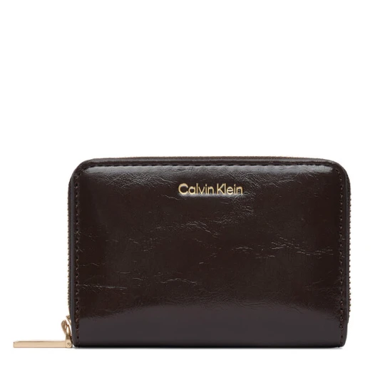 Zdjęcie produktu Portfel Calvin Klein Foil Glossy Square Zip Around LV04F1201G Brązowy