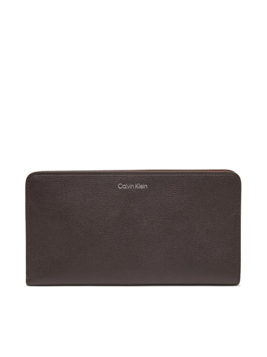 Zdjęcie produktu Portfel Calvin Klein Foil Logo Passport Longfold LV04F1205G Brązowy