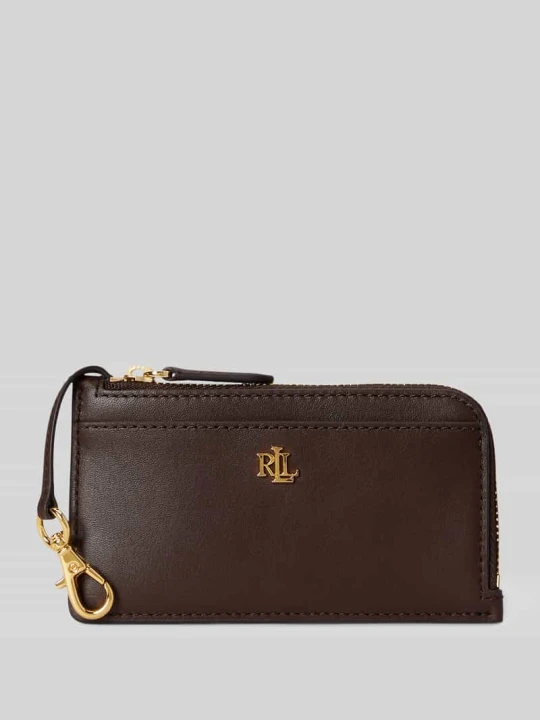 Zdjęcie produktu Portfel na drobne z naturalnej skóry Lauren Ralph Lauren Ciemnobrązowy