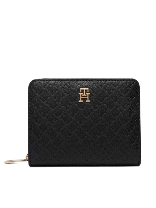 Zdjęcie produktu Portfel Tommy Hilfiger Th Icon Med Za W / Flap Mono AW0AW18474 Czarny