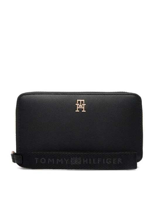 Zdjęcie produktu Portfel Tommy Hilfiger Th Logotape Compact Zip Around AW0AW18699 Czarny
