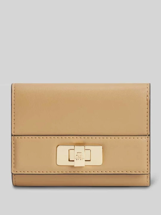Zdjęcie produktu portfel z aplikacją z logo Tommy Hilfiger Beżowy