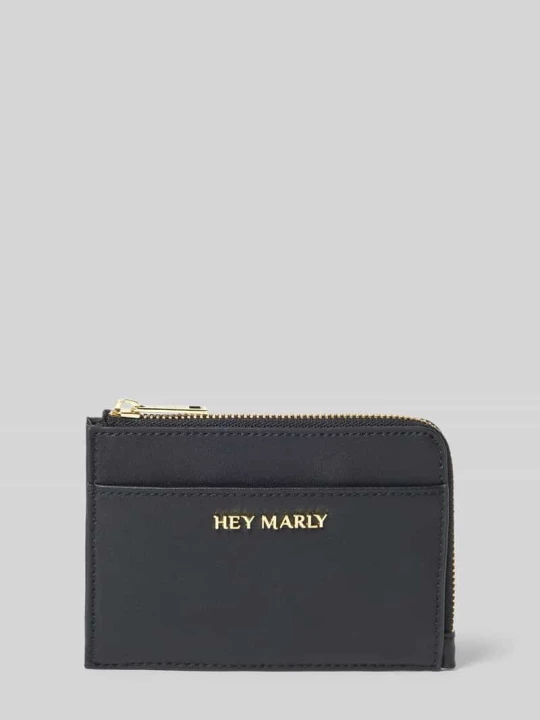 Zdjęcie produktu Portfel z mieszanki skóry bydlęcej z aplikacją z logo Hey Marly Czarny