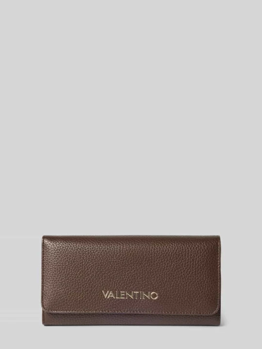 Zdjęcie produktu Portfel z napisem z logo model 'ALEXIA' VALENTINO BAGS Ciemnobrązowy
