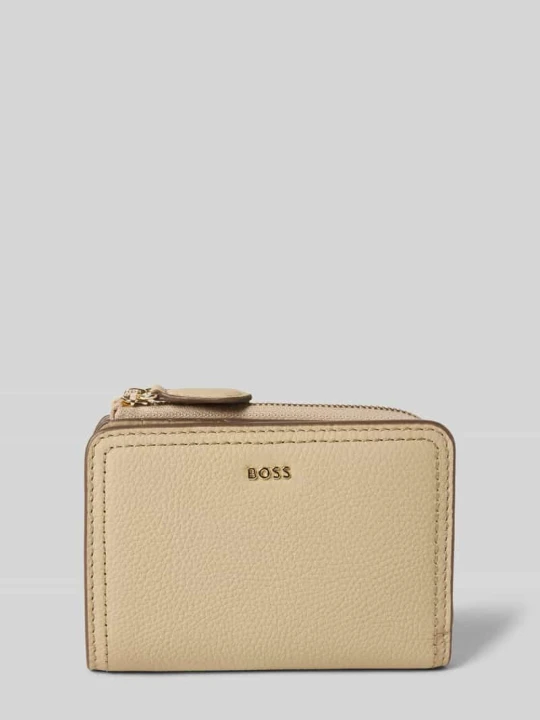 Zdjęcie produktu Portfel z prawdziwej skóry bydlęcej model 'LANAH SMALL WALLET' Boss Beżowy