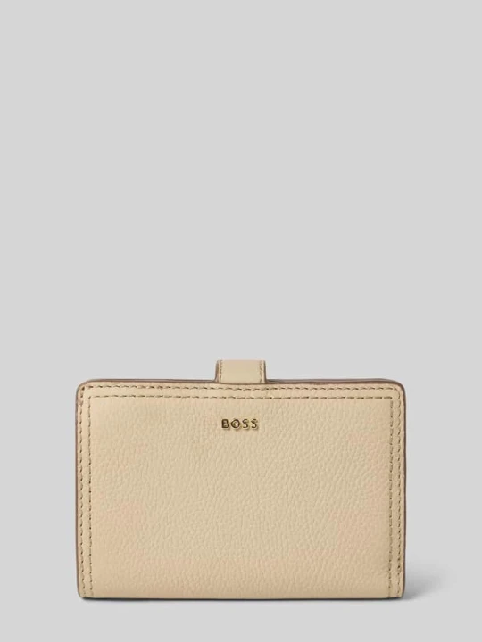 Zdjęcie produktu Portfel ze skóry bydlęcej model 'LENAH MEDIUM WALLET' Boss Beżowy