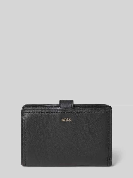 Zdjęcie produktu Portfel ze skóry bydlęcej model 'LENAH MEDIUM WALLET' Boss Czarny