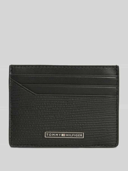 Zdjęcie produktu Portfel z naturalnej skóry z detalem z logo Tommy Hilfiger czarny