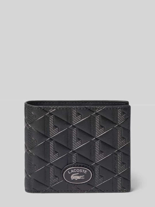 Zdjęcie produktu portfel z prawdziwej skóry model 'Nomogramme Wallet' Lacoste Czarny