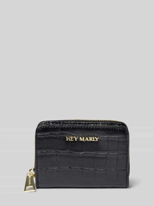 Zdjęcie produktu Portfel z przegródką na zamek błyskawiczny model ‘Sleek Petite Croco’ Hey Marly Czarny