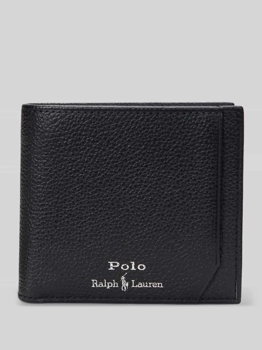 Zdjęcie produktu Portfel ze skóry cielęcej z przegródką na monety Polo Ralph Lauren Czarny