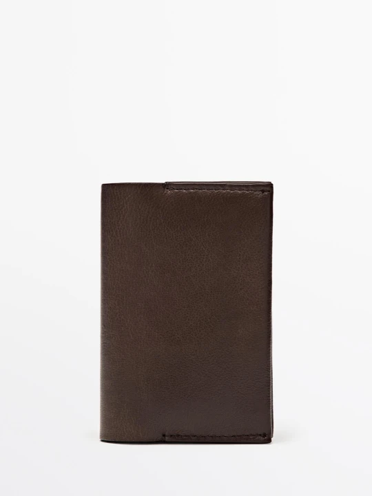 Zdjęcie produktu Portfel Ze Skóry Nappa - Brązowy - - Massimo Dutti - Female