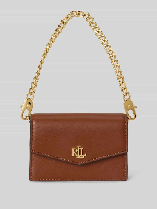 Zdjęcie produktu Portfel ze skóry naturalnej z odpinanym łańcuszkiem do noszenia Lauren Ralph Lauren Koniakowy