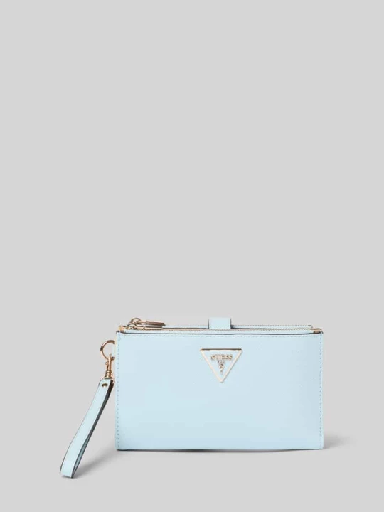 Zdjęcie produktu Portmonetka w skórzanym wyglądzie model 'Laurel' Guess Jasnoniebieski