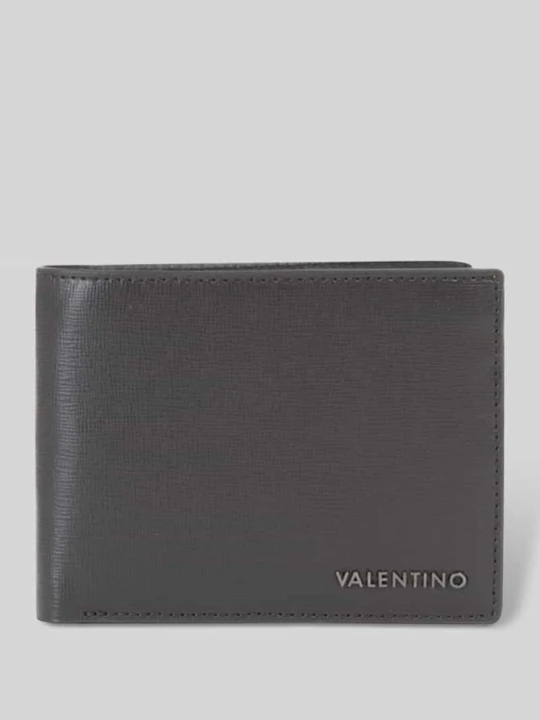Zdjęcie produktu Portmonetka z licowej skóry bydlęcej z ochroną RFID VALENTINO BAGS Ciemnobrązowy