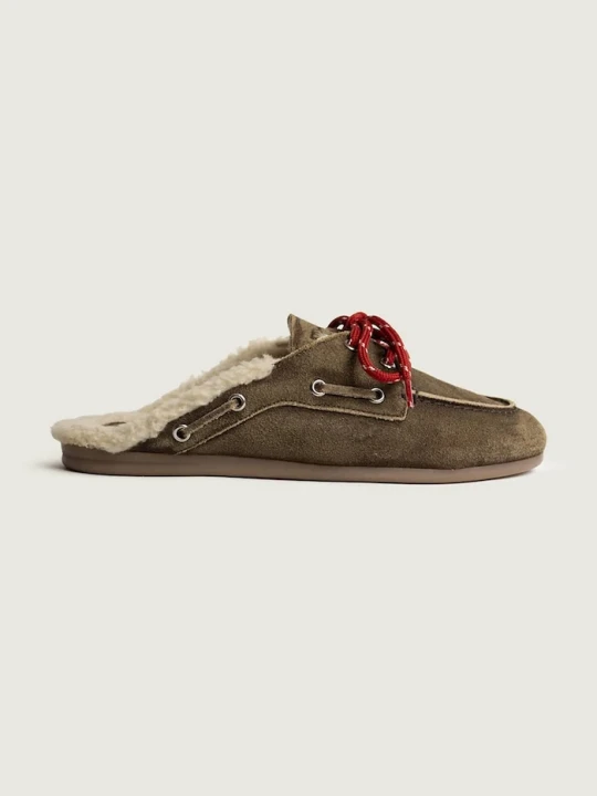 Zdjęcie produktu Posa kapcie damskie zamszowe Boat Loafer Mule brązowy