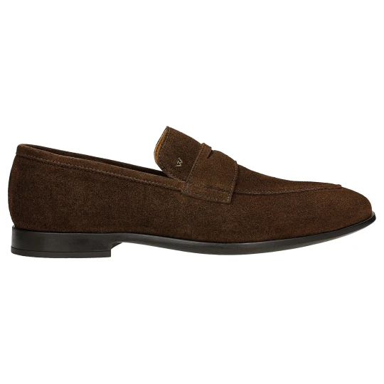 Zdjęcie produktu Brązowe loafersy męskie z dwoiny welurowej 10196-62 Wojas