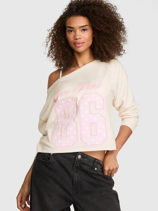 Zdjęcie produktu Prążkowana bluza z odkrytymi ramionami Campus Fleece Victoria's Secret Szary