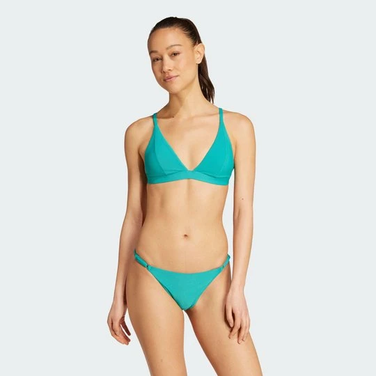 Zdjęcie produktu Prążkowana góra bikini Iconisea z wyjmowanymi wkładkami i trójkątnym krojem Adidas Pure Teal