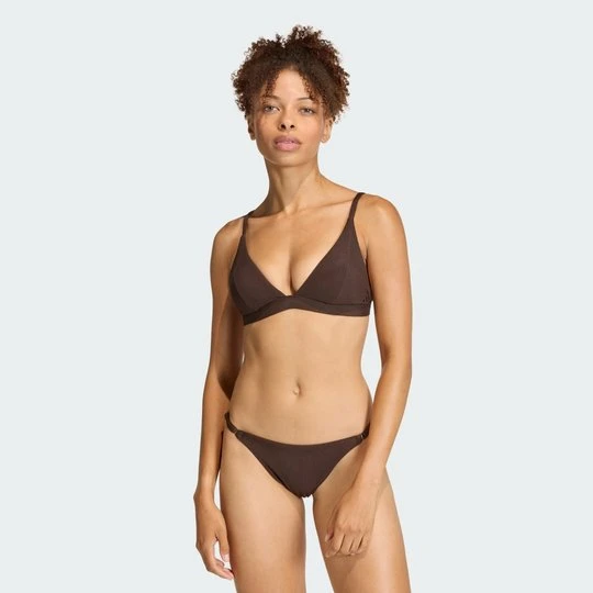 Zdjęcie produktu Prążkowana góra bikini Iconisea z wyjmowanymi wkładkami i trójkątnym krojem Adidas Aurora Coffee