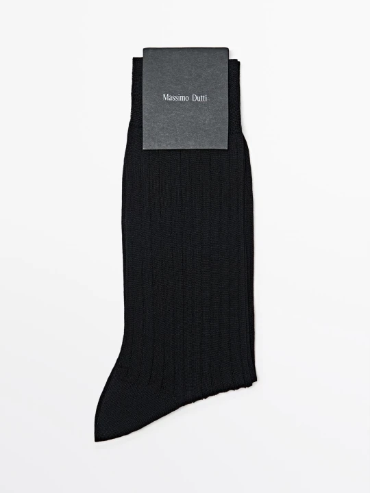 Zdjęcie produktu Prążkowane Eleganckie Skarpety - Czarny - - Massimo Dutti - Mężczyzna
