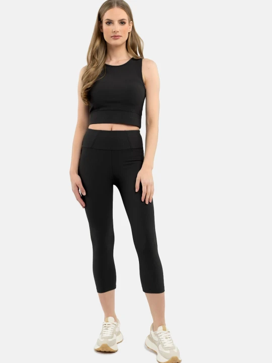 Zdjęcie produktu Prążkowane legginsy 3 / 4 N-PALERMO Volcano Czarny