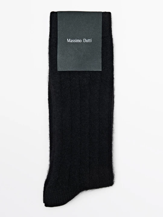 Zdjęcie produktu Prążkowane Skarpety Z Domieszką Kaszmiru - Czarny - Massimo Dutti - Female