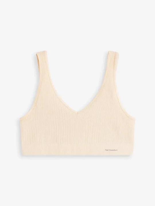 Zdjęcie produktu Prążkowany bezszwowy biustonosz bustier z kolekcji Feel Comfort BonPrix beżowy