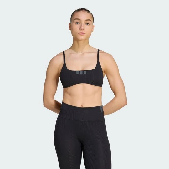 Zdjęcie produktu Prążkowany biustonosz All Me z lekkim wsparciem Adidas czarny