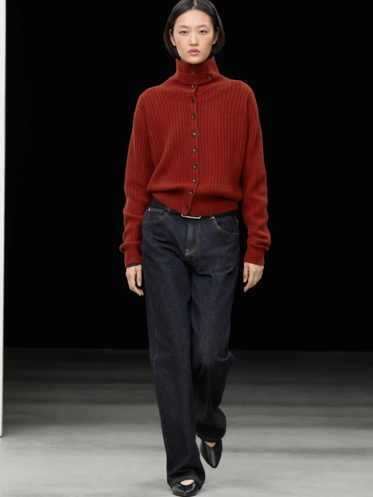 Zdjęcie produktu Prążkowany Kardigan Z Dzianiny Z Patką - Ciemnoczer - Massimo Dutti - Female