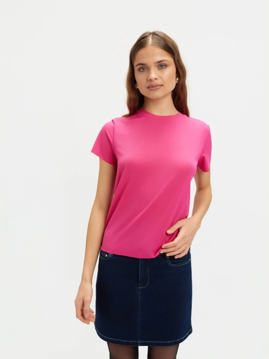 Zdjęcie produktu Prążkowany różowy t-shirt TOP SECRET