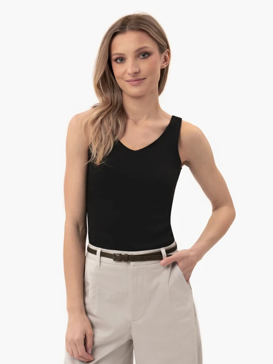 Zdjęcie produktu Prążkowany top basic T-IDA Volcano Czarny