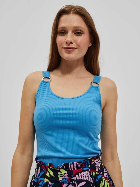 Zdjęcie produktu Prążkowany top lazurowy Moodo