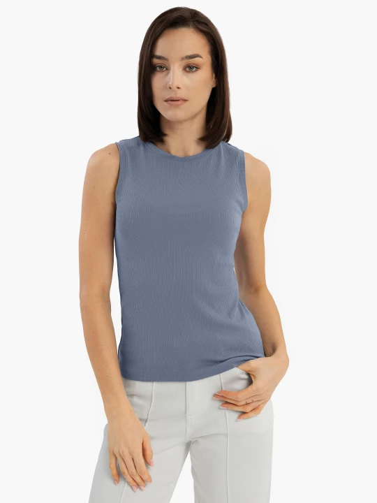 Zdjęcie produktu Prążkowany top, Slim Fit, T-DEMI Volcano Niebieski