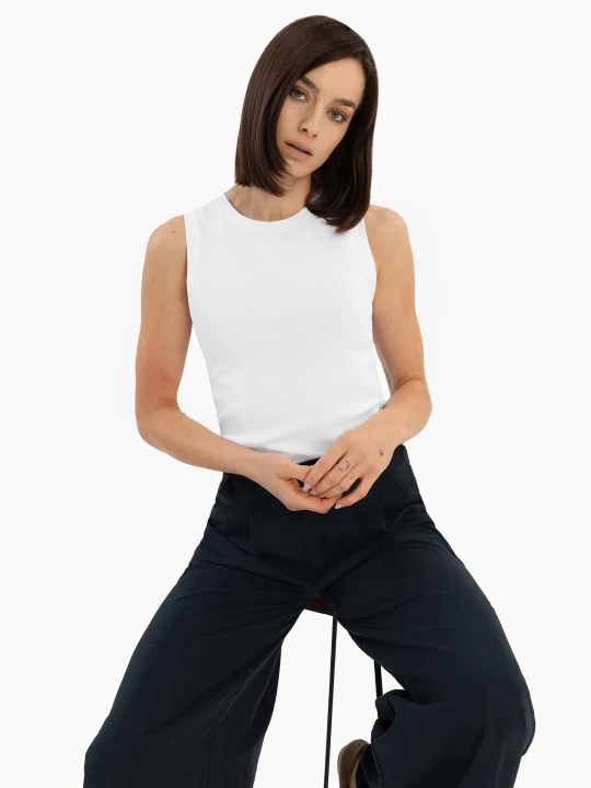 Zdjęcie produktu Prążkowany top, Slim Fit, T-DEMI Volcano Biały