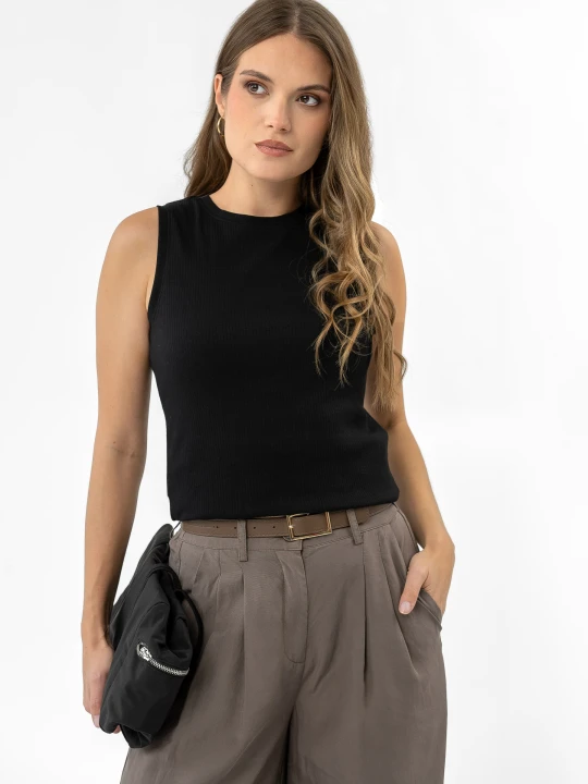 Zdjęcie produktu Prążkowany top, Slim Fit, T-DEMI Volcano Czarny