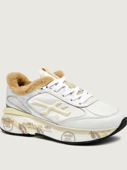 Zdjęcie produktu Premiata Skórzane sneakersy MOERUND | z dodatkiem wełny | shearling biały