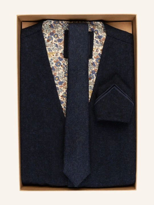 Zdjęcie produktu Prince Bowtie Zestaw: Kamizelka Garniturowa, Krawat I Poszetka blau GRANATOWY
