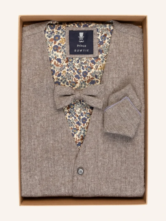 Zdjęcie produktu Prince Bowtie Zestaw: Kamizelka Garniturowa, Mucha I Poszetka beige