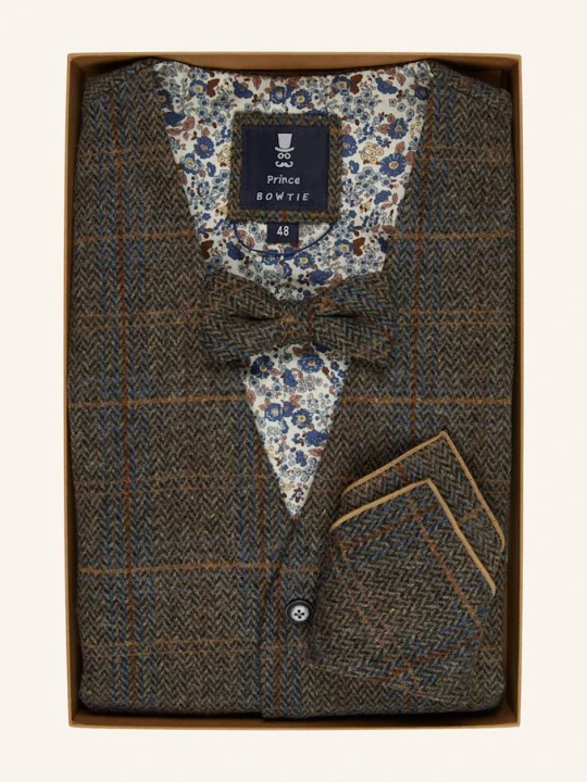 Zdjęcie produktu Prince Bowtie Zestaw: Kamizelka Garniturowa, Mucha I Poszetka braun
