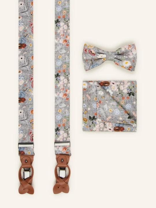 Zdjęcie produktu Prince Bowtie Zestaw: Szelki, Mucha I Poszetka grau SZARY