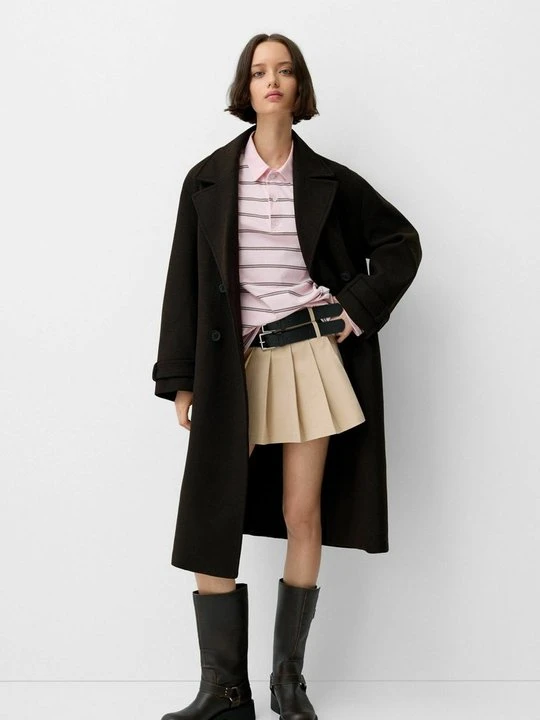 Zdjęcie produktu Prochowiec Bershka ciemnobrązowy